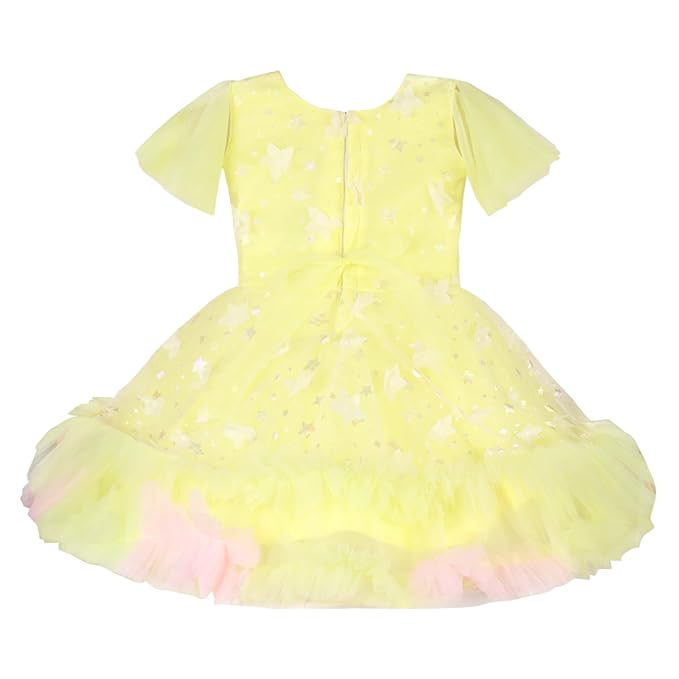 Girls Knee Length Net Floral Party Dress