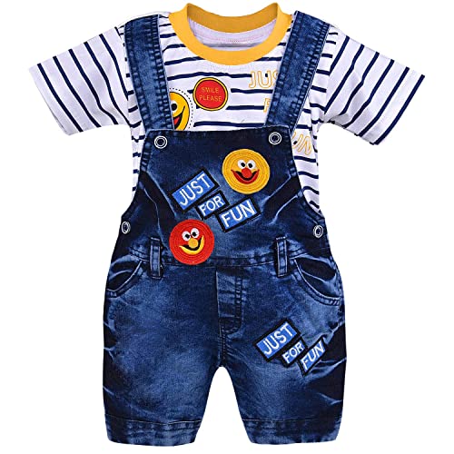 Striped Denim Boys Dungaree Set Online