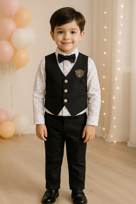 Wish Karo Shirt With Waistcoat And Pant For Boys