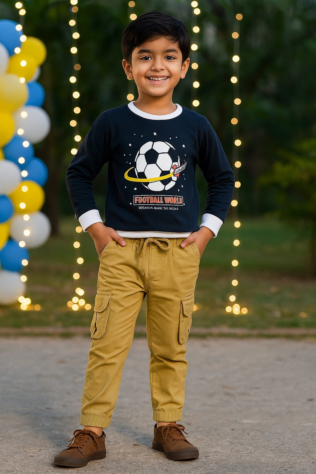 Boys Hosiery T-Shirt & Denim Cargo Jeans Set – Football World Print