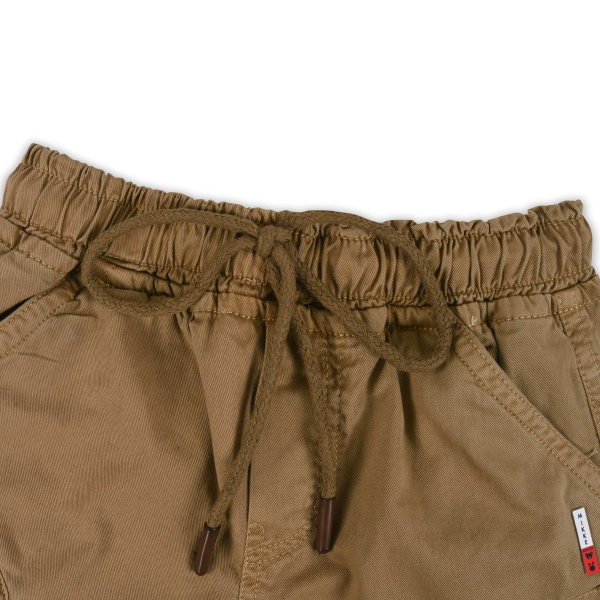 Boys Cotton Denim Cargo Shorts with Drawstring Waist