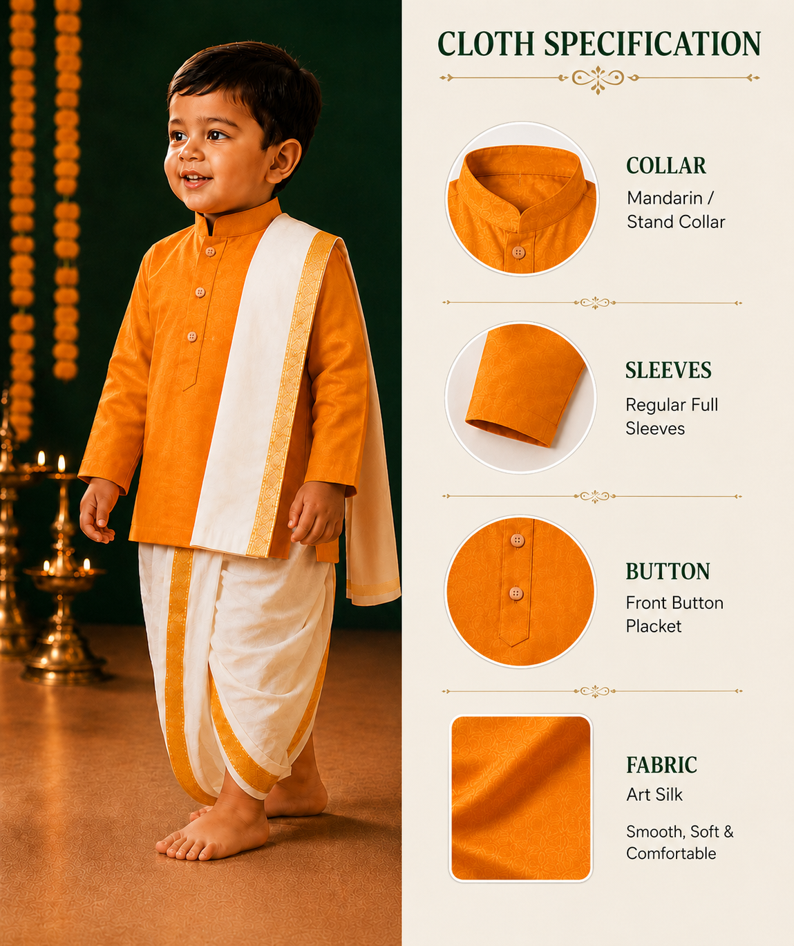 Ethnic Art Silk Kurta Dhoti SetArt Silk Kurta Dhoti Set