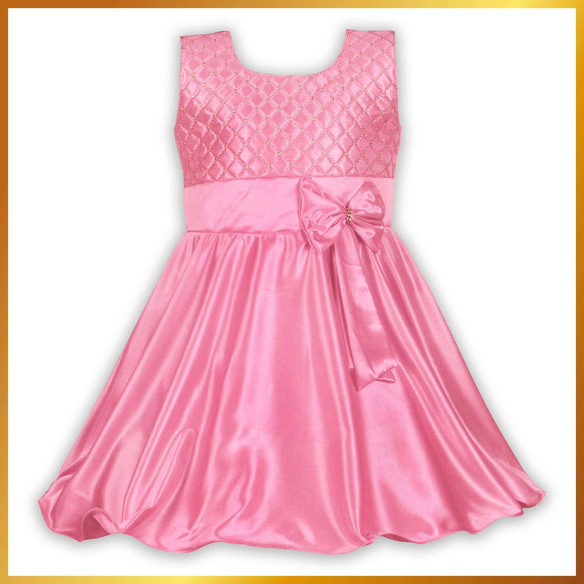 Girls A-Line Frock Dress With Tie-Up