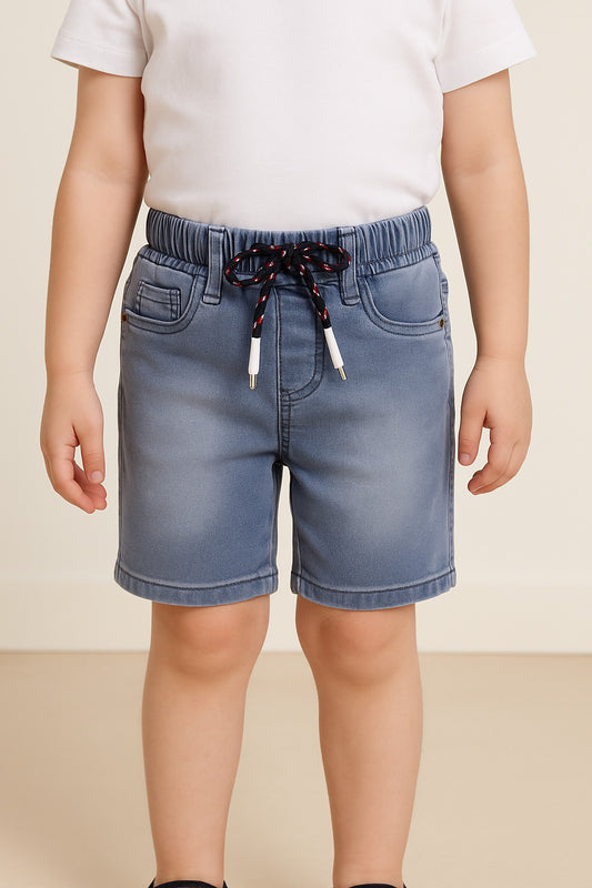 Boys Elastic Waist Drawstring Demin Shorts