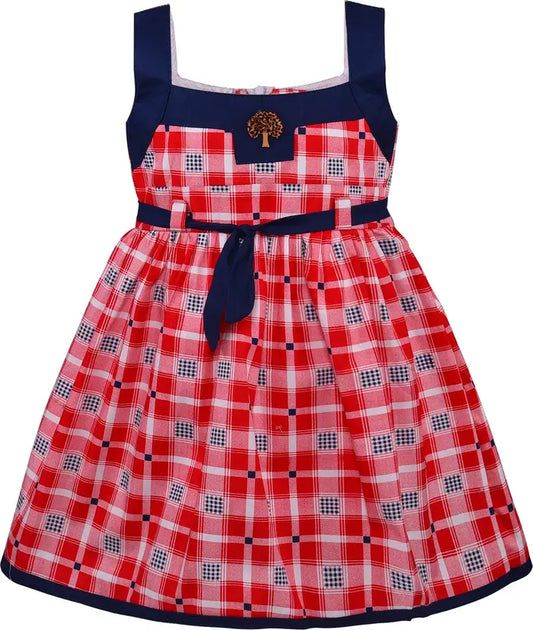Girls Checkered Printed Cotton Summer Dress