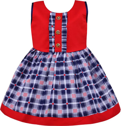 Girls Cotton Checkered Summer Casual Dress