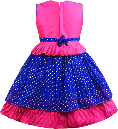 Girls Embroidered Layered Ethnic Dress