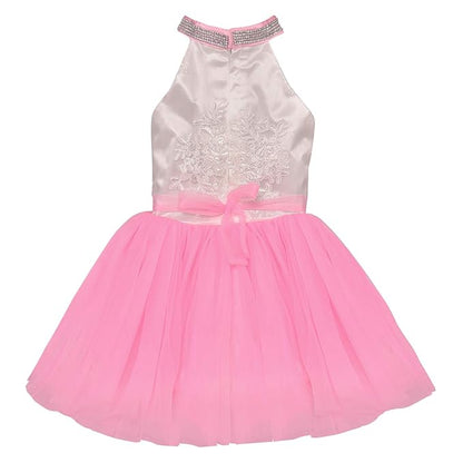 Girls Halter Neck Embellished Fit and Flare Dress