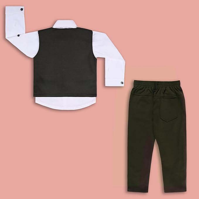 Wish Karo Shirt With Waistcoat And Pant For Boys (bsp009dgrn)