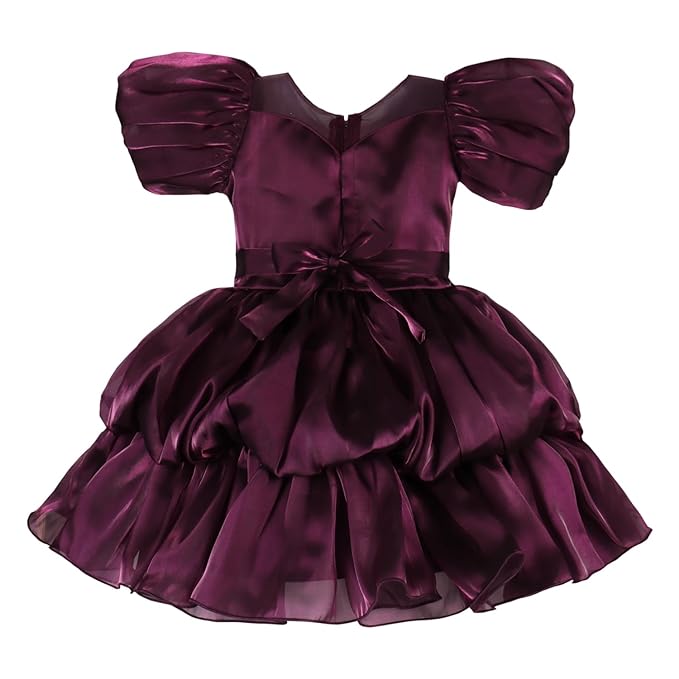Girls Flower Detail Flared Party Dress