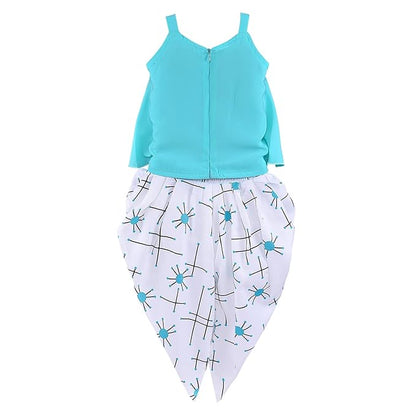 Wish Karo Baby Girls Top and Dhoti Pant Dress For Girls-(csl302blu)