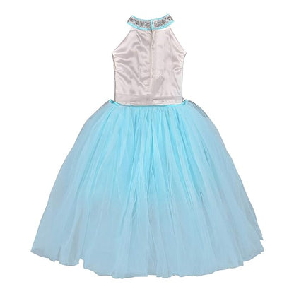 Girls Halter Neck Embellished Fit and Flare Dress