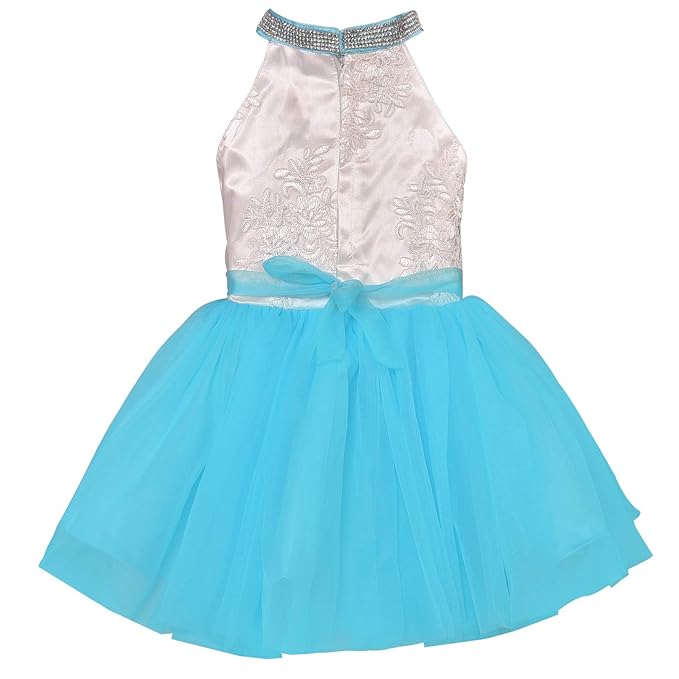Girls Halter Neck Embellished Fit and Flare Dress