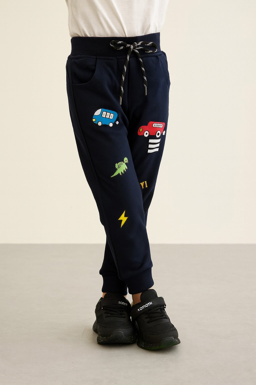 Boys Cartoon Print Elastic Cotton Casual Joggers