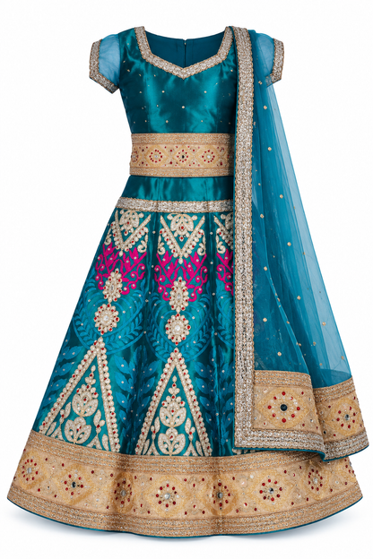 Girls Ethnic Wear Embroidered Ghagra Choli Dupatta Set