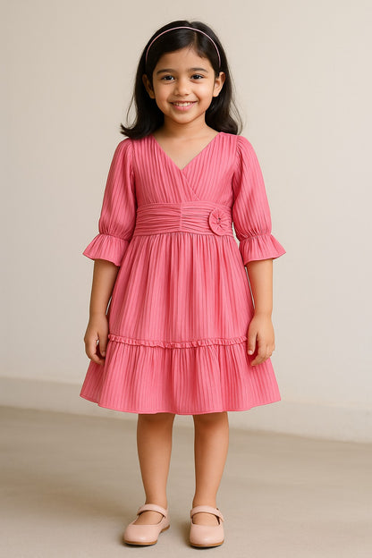Girls Tiered Hem Casual Dress