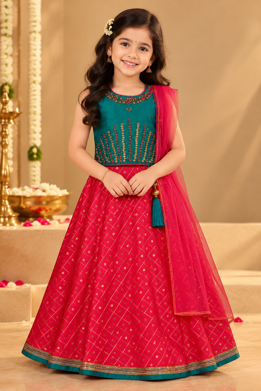 Girls Ethnic Top and Skirt Set
