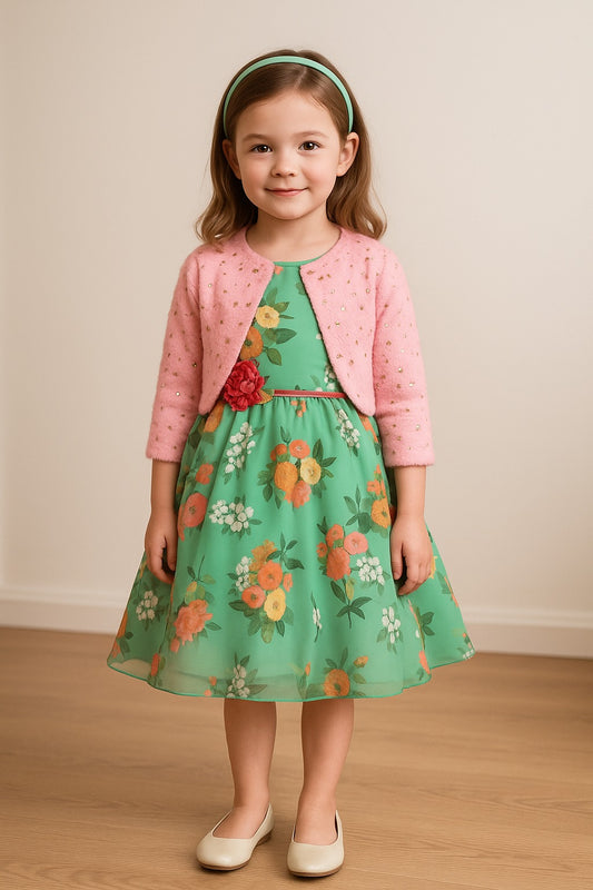 Wish Karo Baby Girls Partywear Frocks Dress For Girls (fe2760grn)