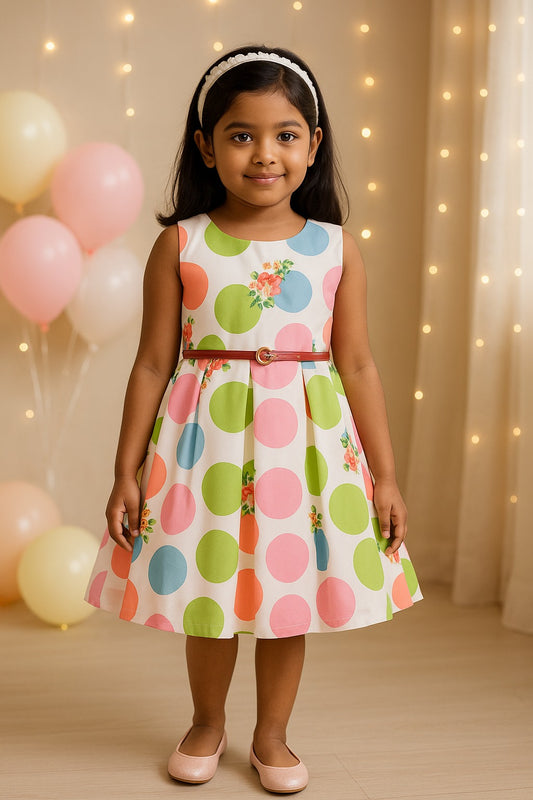 Wish Karo kids Partywear  Dress Frock-(stn707wht)