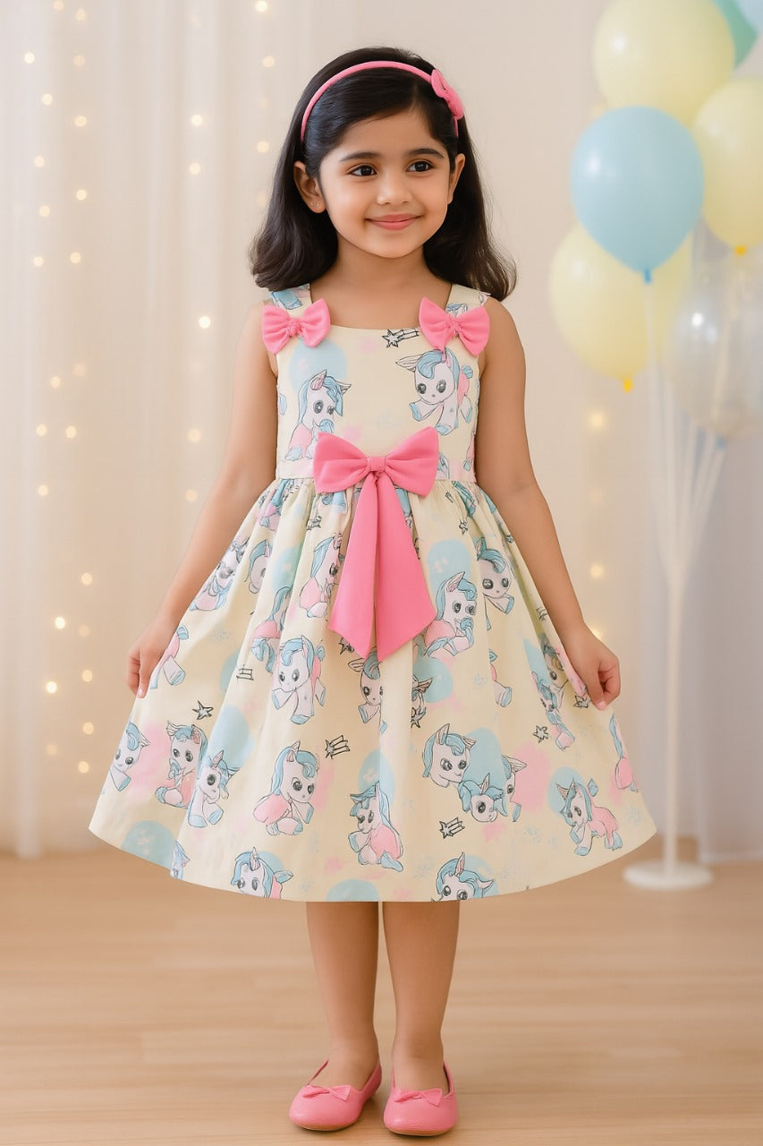 Girls Animal Print Fit and Flare Frock Dress