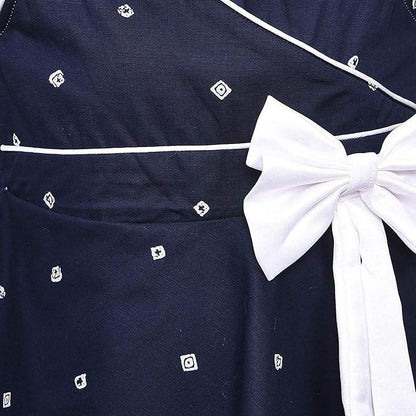 Girls Cotton Polka Printed Bow Summer Dress