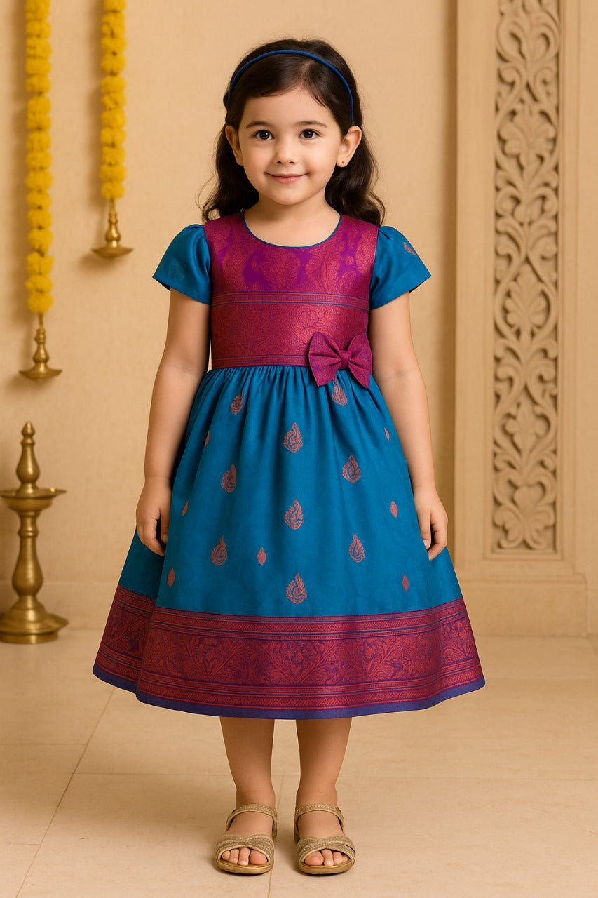Girls Woven Regular Sleeve Fit and Flare Frock Dress