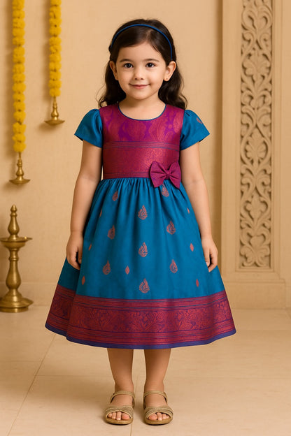Girls Woven Regular Sleeve Fit and Flare Frock Dress