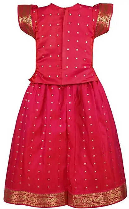 Girls Silk Lace Border Skirt and Top Set