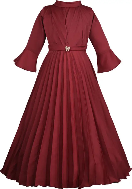 Girls Flared Sleeve Full Length Casual Dress