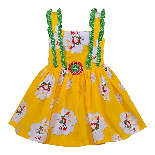 Girls Floral Printed A-line dress with Strap neck