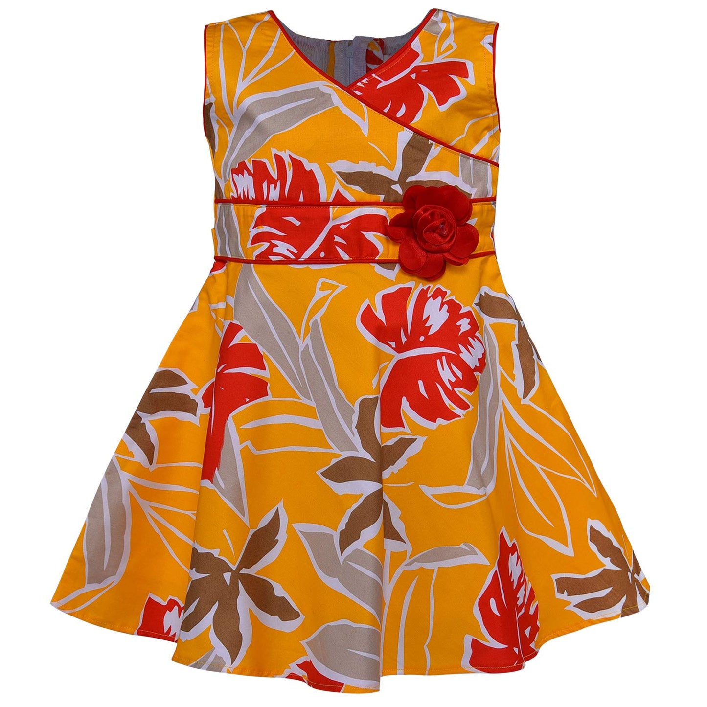 Girls Floral Printed V-neck dress
