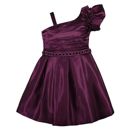 One-Shoulder Balloon Sleeve Party Dress for Girls