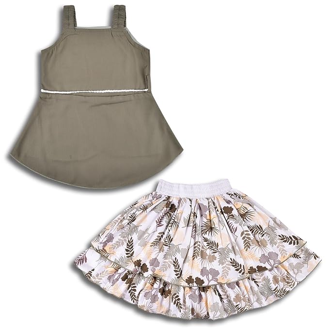 Baby Girls Casual Printed Top and Skirt For Girls