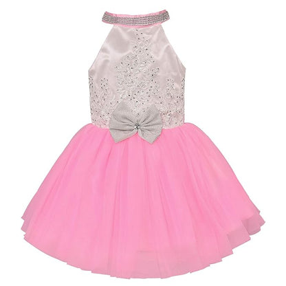 Girls Halter Neck Embellished Fit and Flare Dress