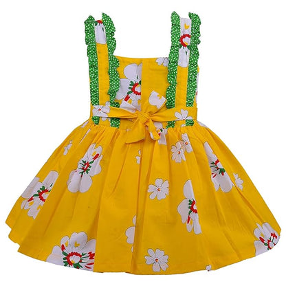 Girls Floral Printed A-line dress with Strap neck