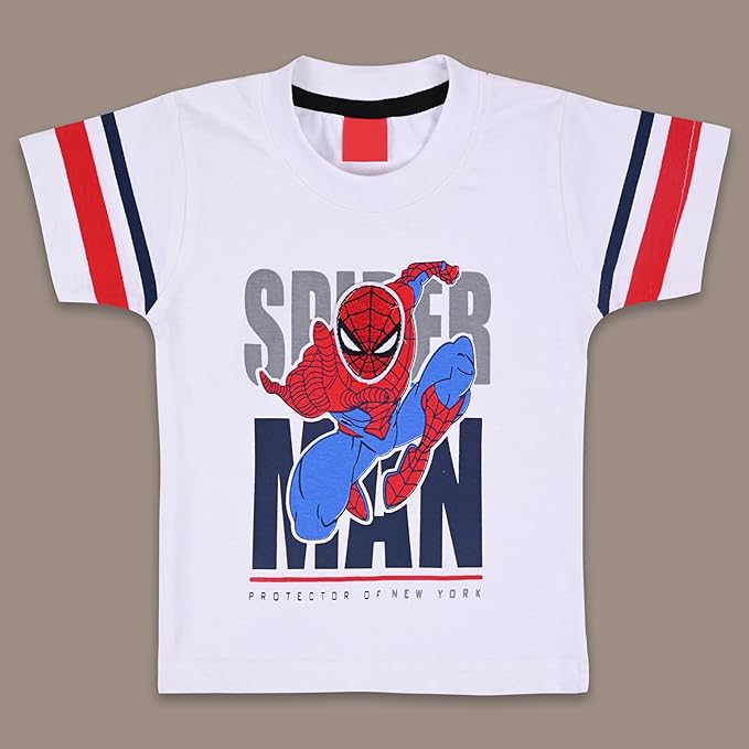 Boys Spiderman Printed Cotton Dungaree Set