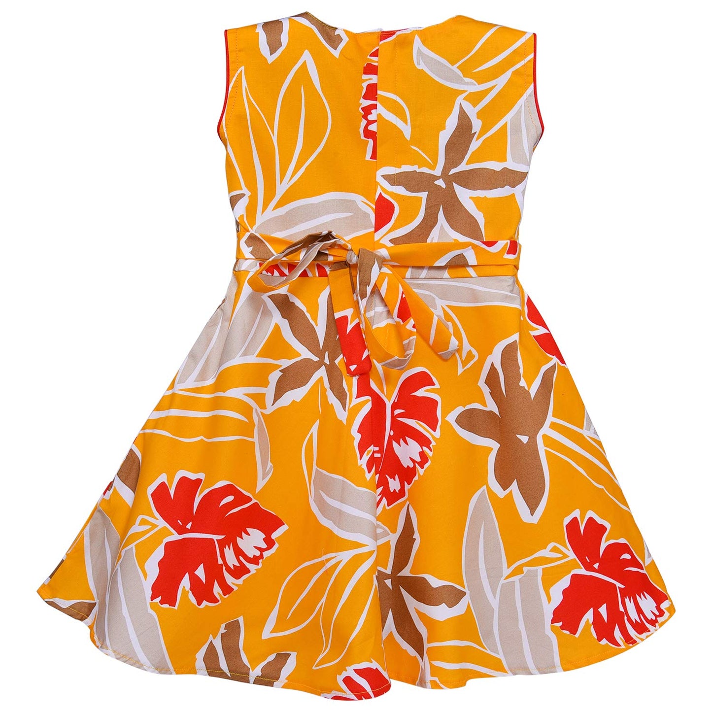 Girls Floral Printed V-neck dress
