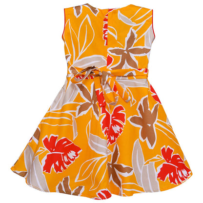 Girls Floral Printed V-neck dress