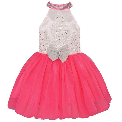 Girls Halter Neck Embellished Fit and Flare Dress