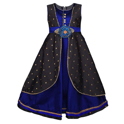 Girls Party Wear Long Dress Birthday Gown for Girls LF164blu