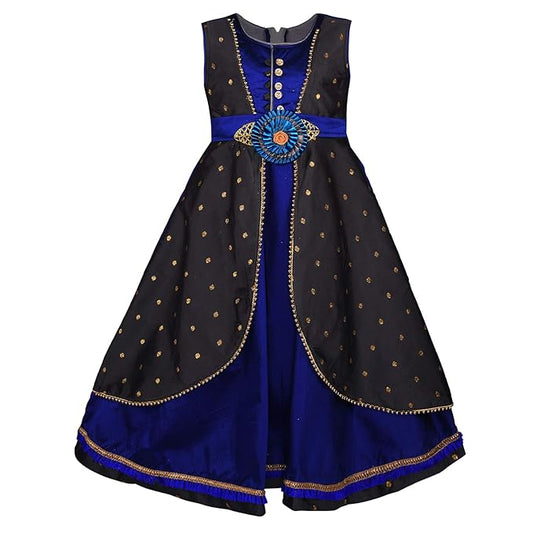 Girls Party Wear Long Dress Birthday Gown for Girls LF164blu - Wish Karo - photo 1