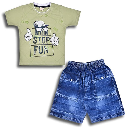 Boys Typography Printed T-shirt and Shorts