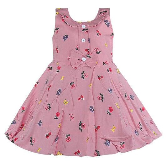 Peach Cotton Frock for Baby Girls