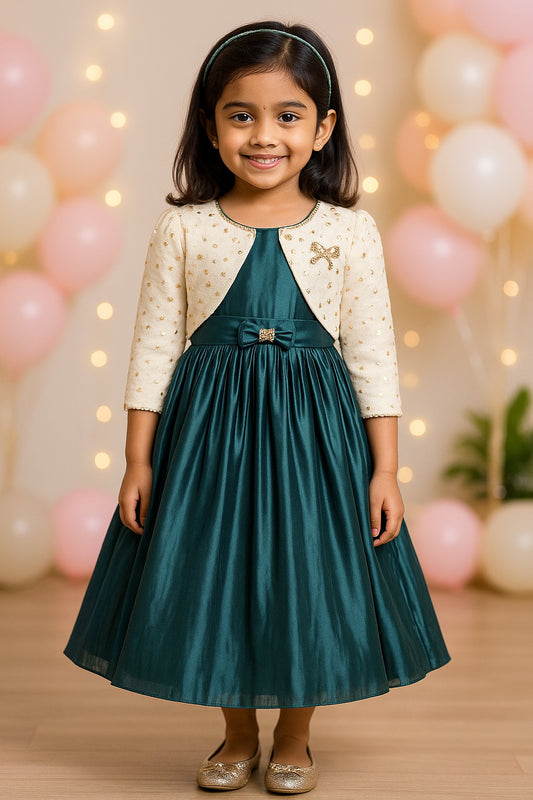 Girls Solid Fit and Flare Frock Dress
