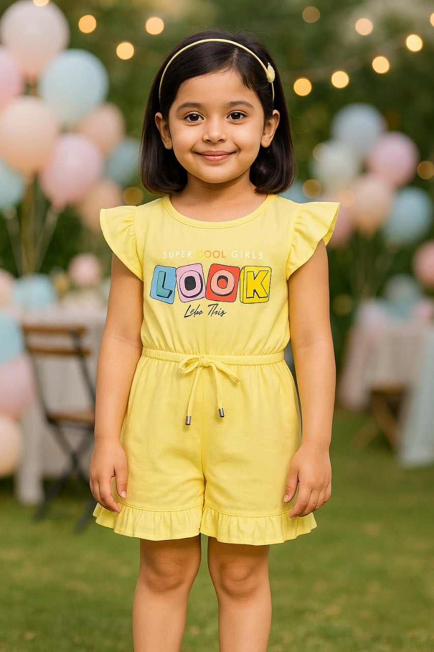 Girls Printed Cap Sleeve Fit and Flare Dress
