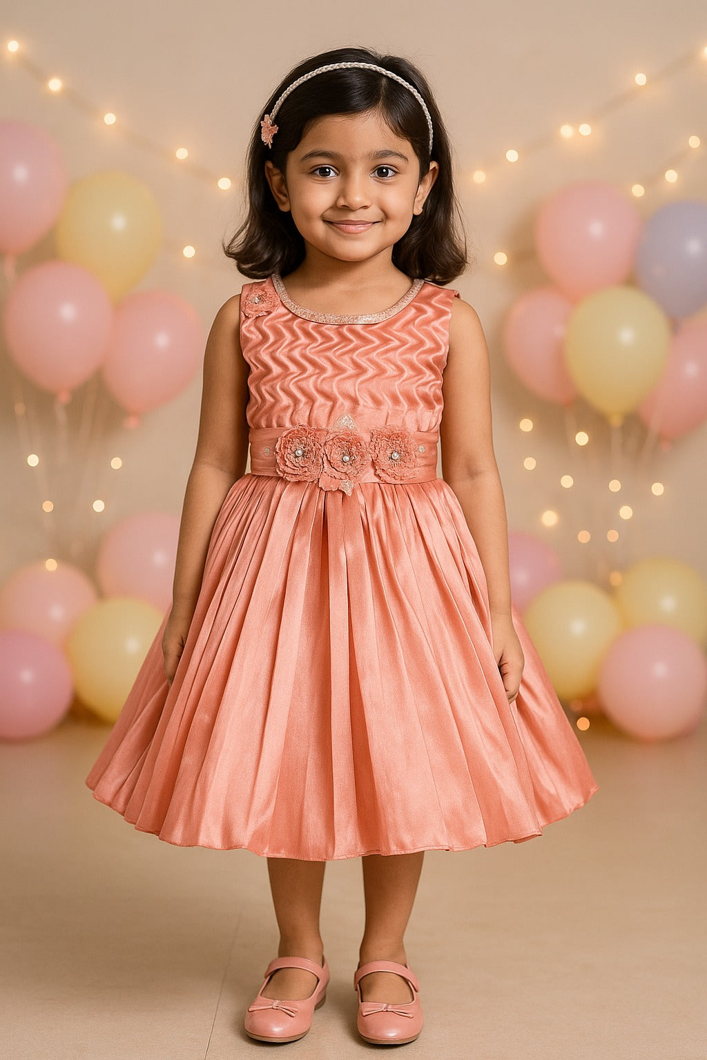 Girls Solid No Sleeve Fit and Flare Frock Dress