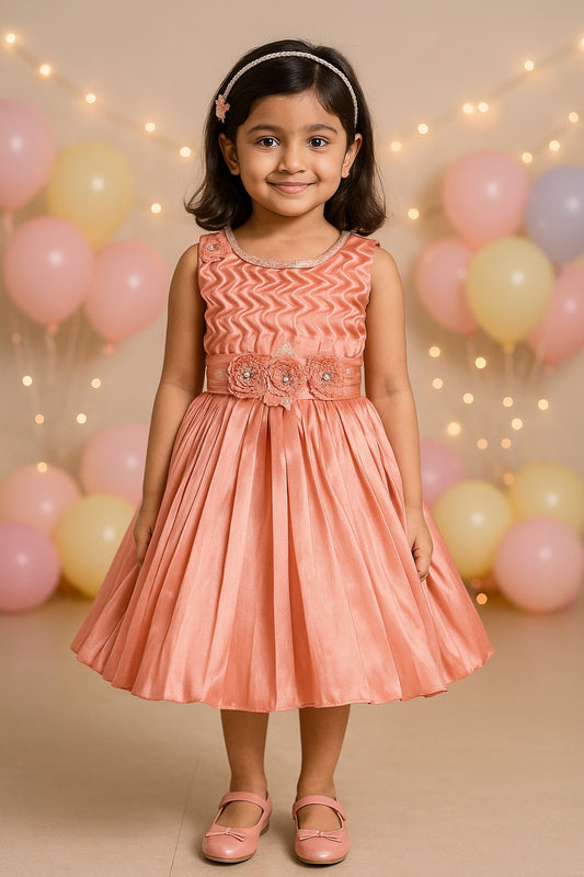 Girls Solid No Sleeve Fit and Flare Frock Dress
