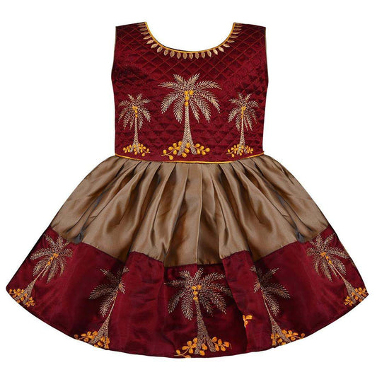 Baby Girls Silk Embroidered Ethnic Frock Dress - Wish Karo - photo 2