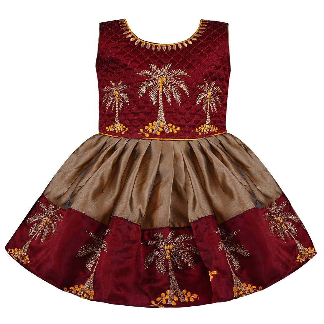 Baby Girls Silk Embroidered Ethnic Frock Dress