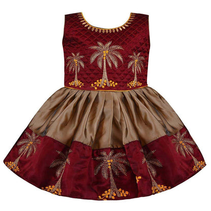 Baby Girls Silk Embroidered Ethnic Frock Dress